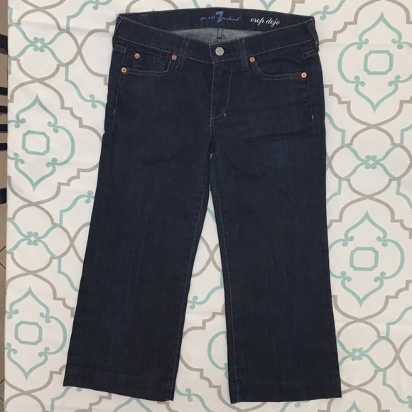 💙👖CUTE! 7FAM DOJO CROP NAVY 7’S👖💙27 3/4 21” - Picture 4 of 8